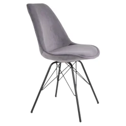 Retro Esszimmerstuhl Oslo Samt Grau