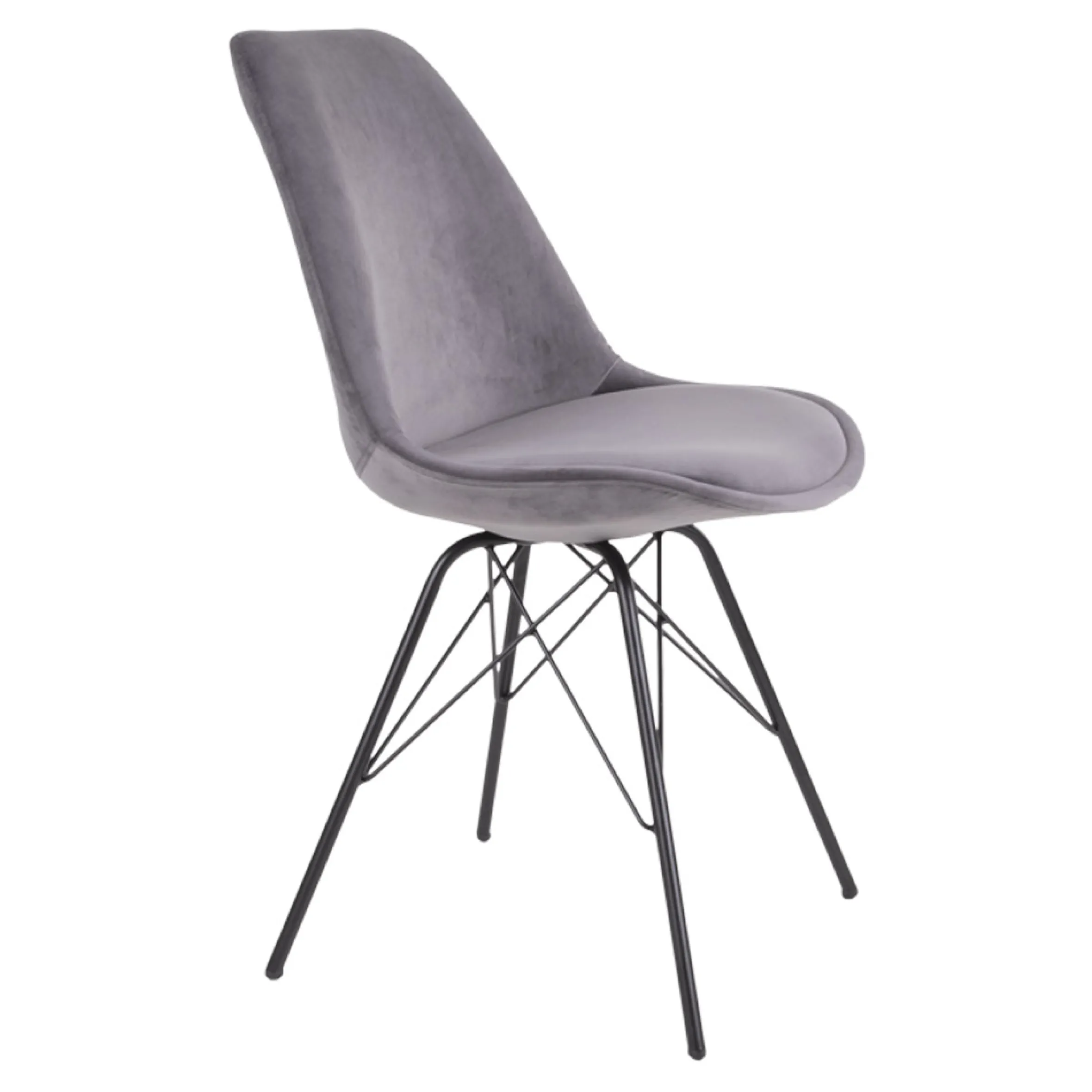 Retro Esszimmerstuhl Oslo Samt Grau