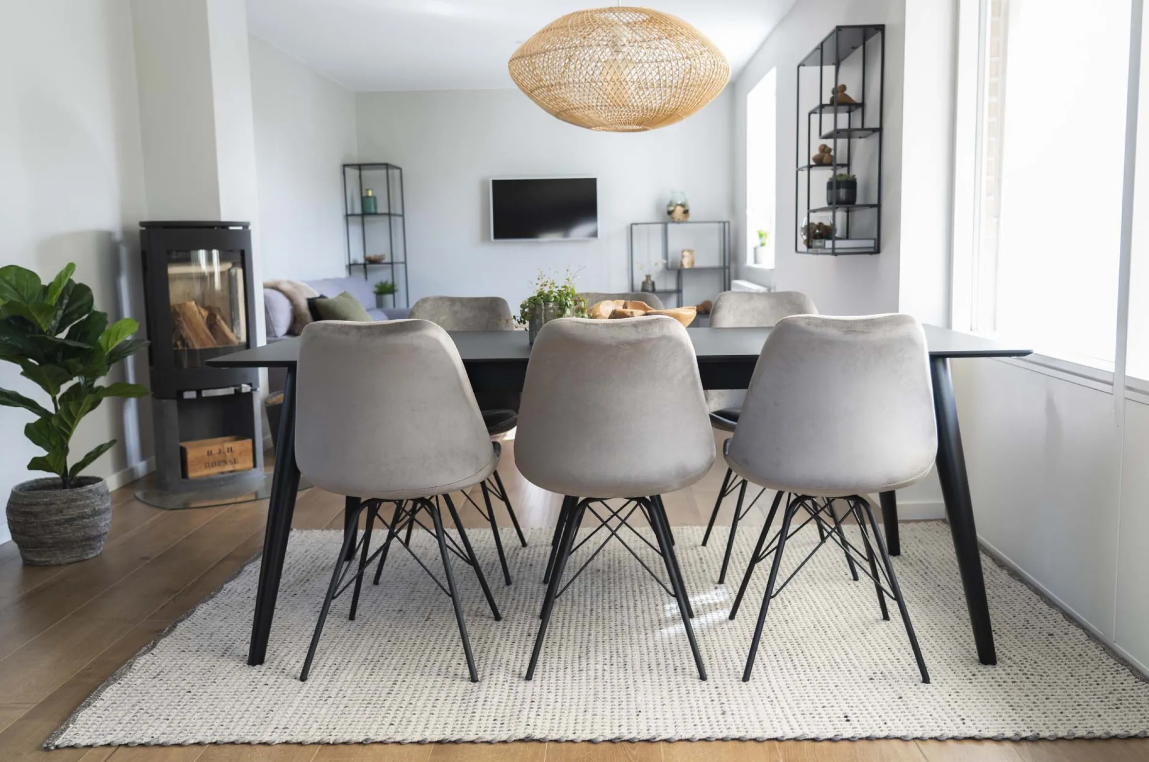 Retro Esszimmerstuhl Oslo Samt Grau