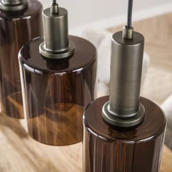 Retro Hängelampe Pendelleuchte Sepiora 6 flammig Glas Bronze