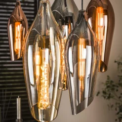 Retro Hängelampe Pendelleuchte 7 Cocoon Glas verschiedene Farben