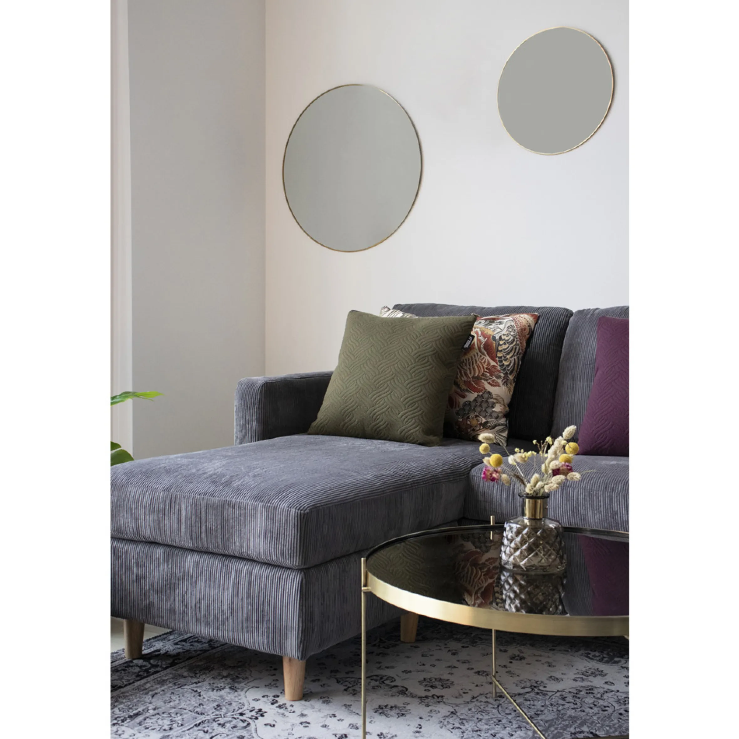 Retro Kissen Ferrel in Grün Zopfmuster