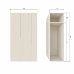Retro Kleiderschrank Schlafzimmerschrank Rain in Beige mit fünf Böden