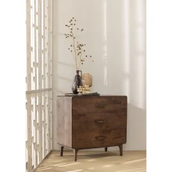 Retro Kommode Liya Mangoholz 3 Schubladen