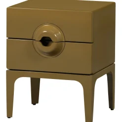 Retro Kommode Nachttisch Merge Olivgrün 2 Schubladen