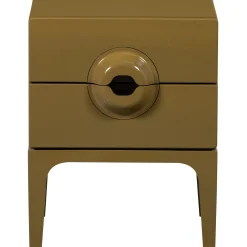 Retro Kommode Nachttisch Merge Olivgrün 2 Schubladen