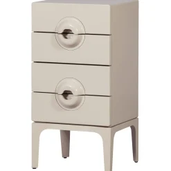 Retro Kommode Nachttisch Merge Beige 4 Schubladen