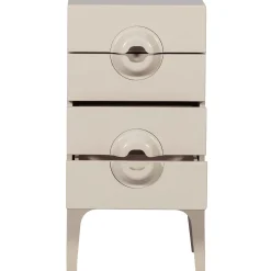 Retro Kommode Nachttisch Merge Beige 4 Schubladen