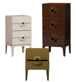 Retro Kommode Nachttisch Merge Beige 4 Schubladen