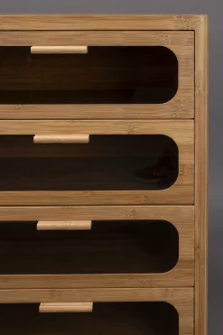 Retro Kommode Sideboard Caroun Bambus Rauchglas