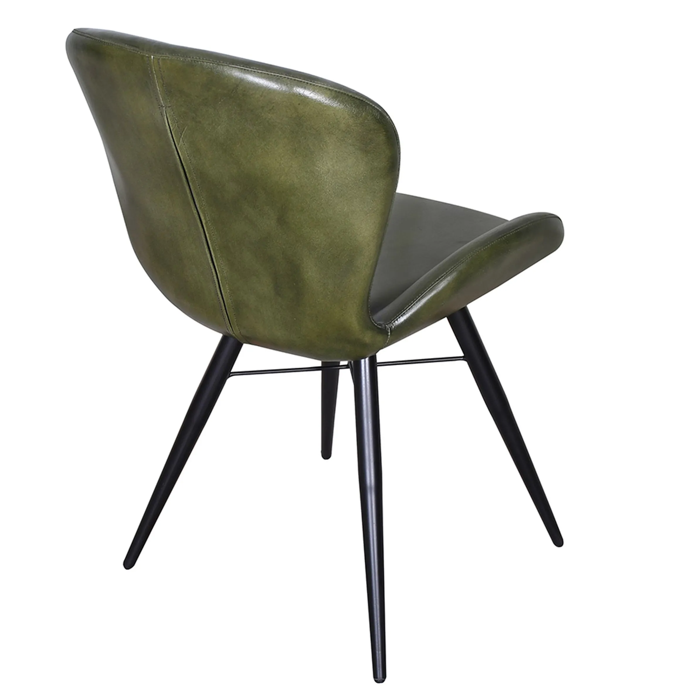 Retro Lederstuhl Esszimmerstuhl Green Rautensteppung Metall