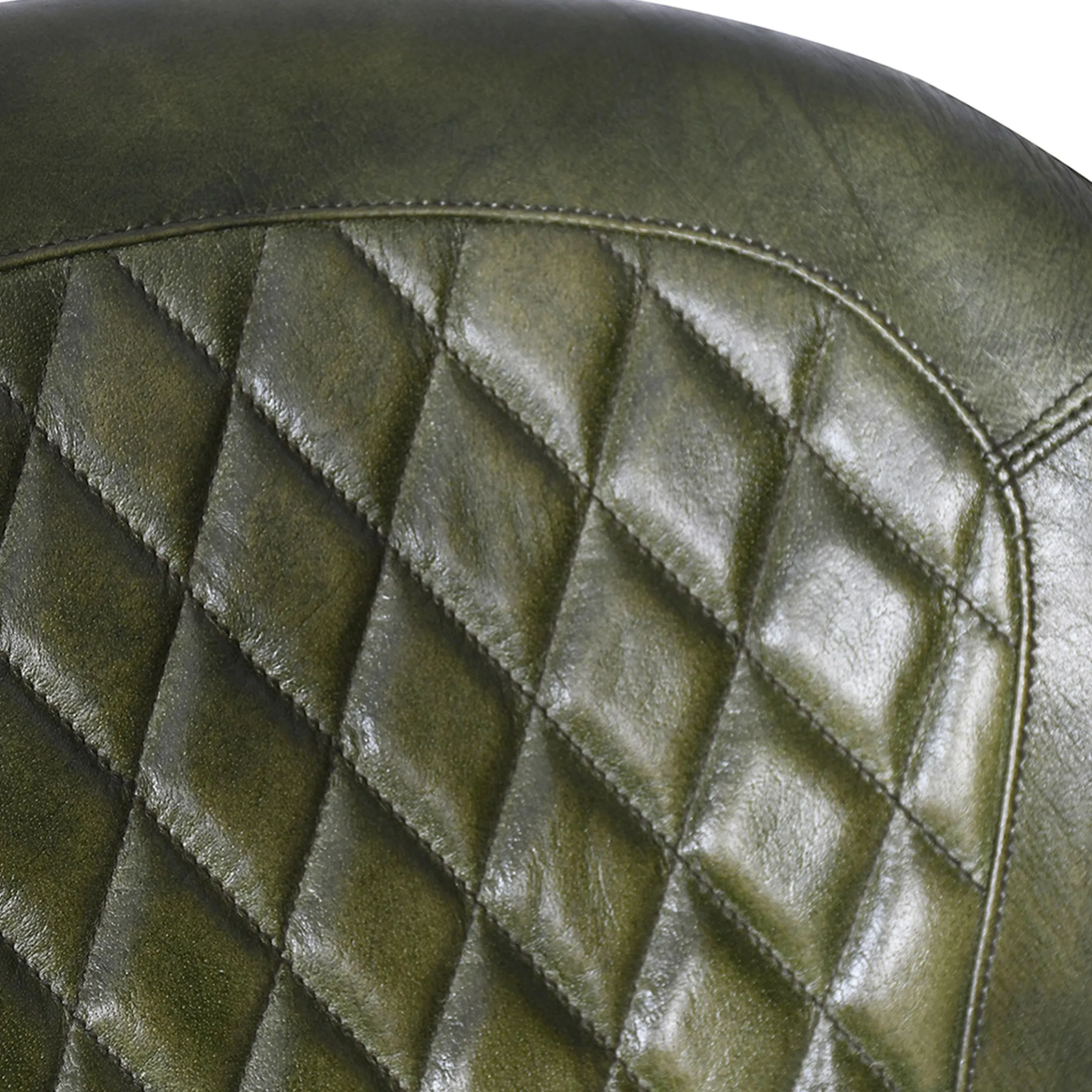 Retro Lederstuhl Esszimmerstuhl Green Rautensteppung Metall