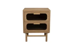 Retro Nachttisch Beistelltisch Caroun Bambus Rauchglas