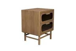 Retro Nachttisch Beistelltisch Caroun Bambus Rauchglas