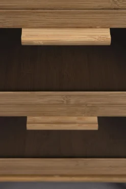 Retro Nachttisch Beistelltisch Caroun Bambus Rauchglas