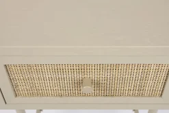 Retro Nachttisch Beistelltisch Amaya mit Rattangeflecht Beige