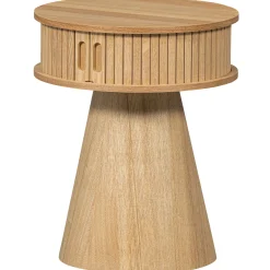 Retro Nachttisch Beistelltisch Karri Pappelholz rund