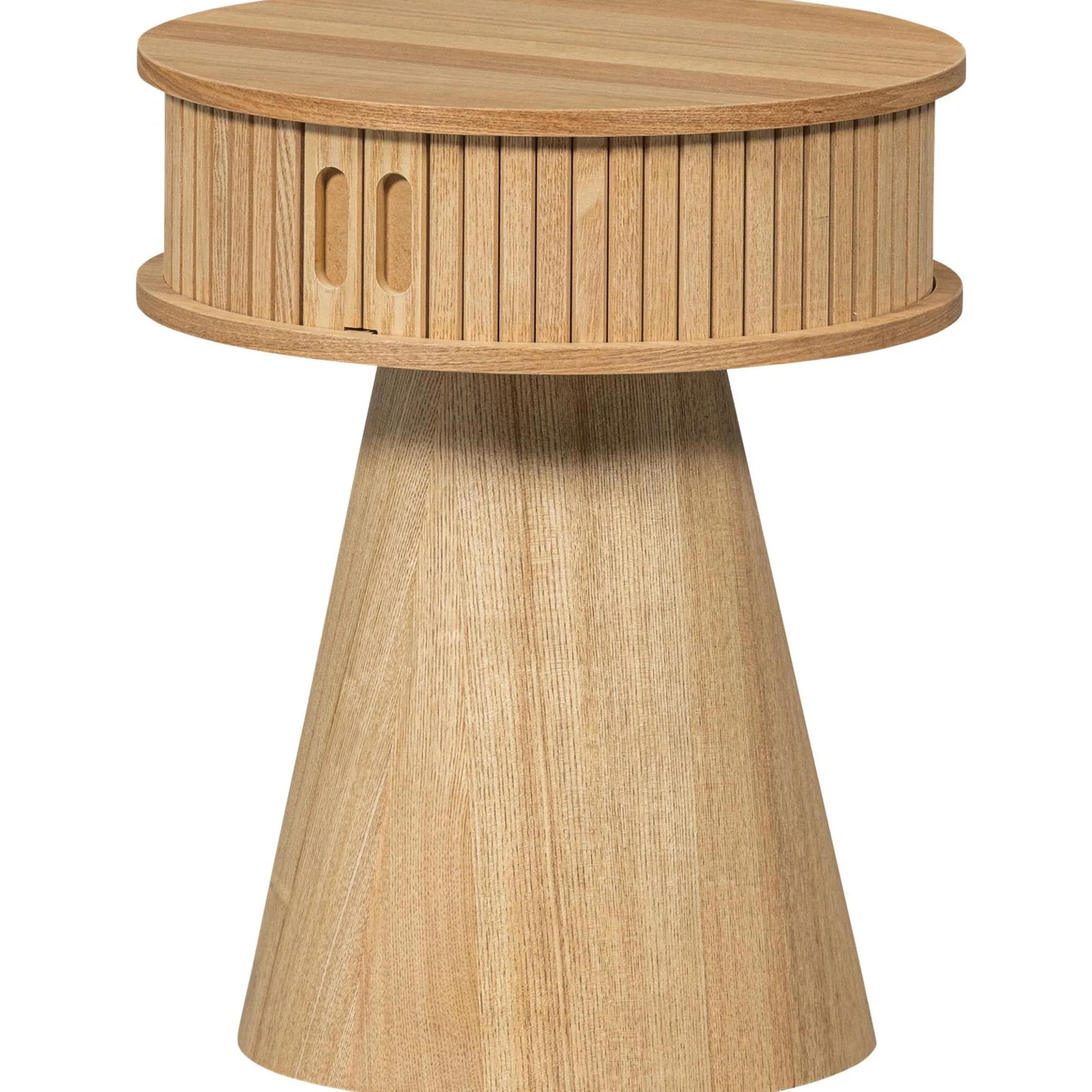 Retro Nachttisch Beistelltisch Karri Pappelholz rund