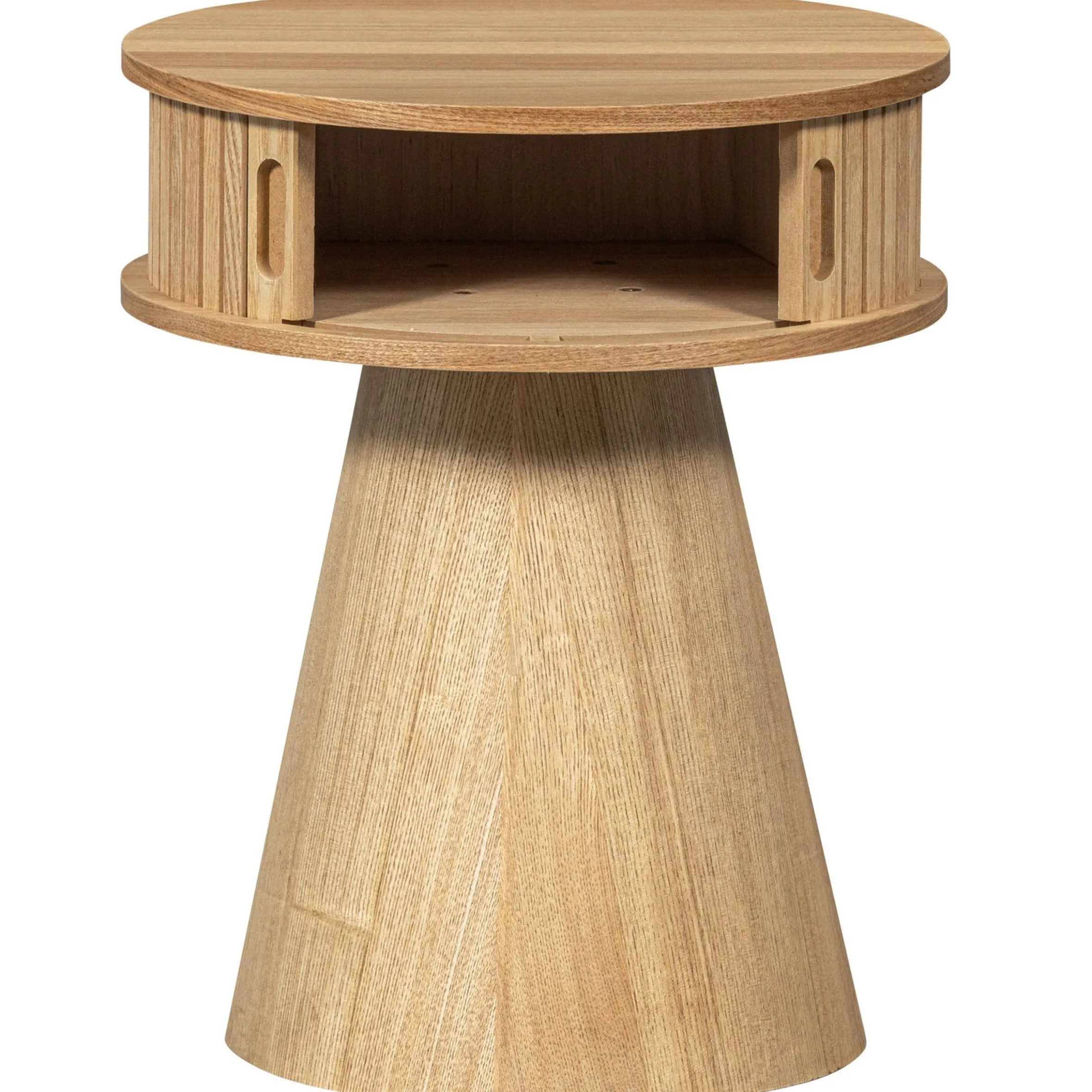 Retro Nachttisch Beistelltisch Karri Pappelholz rund
