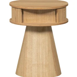 Retro Nachttisch Beistelltisch Karri Pappelholz rund