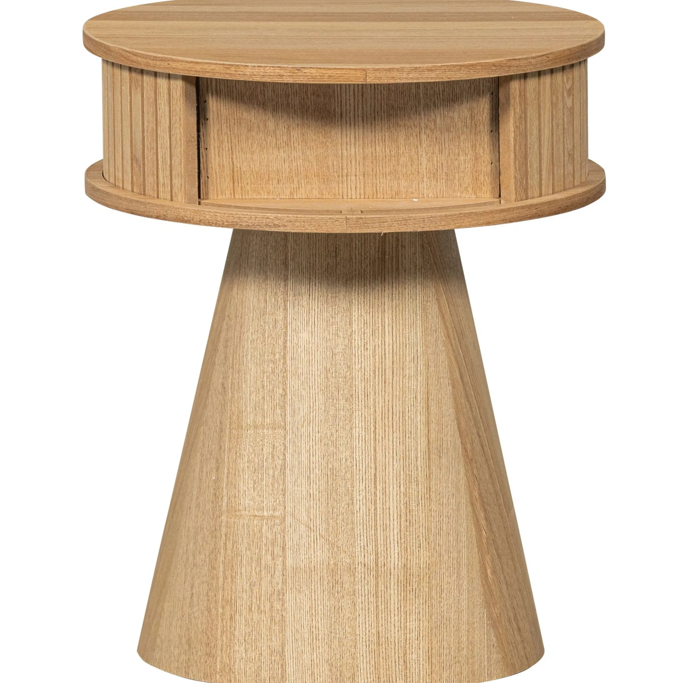 Retro Nachttisch Beistelltisch Karri Pappelholz rund
