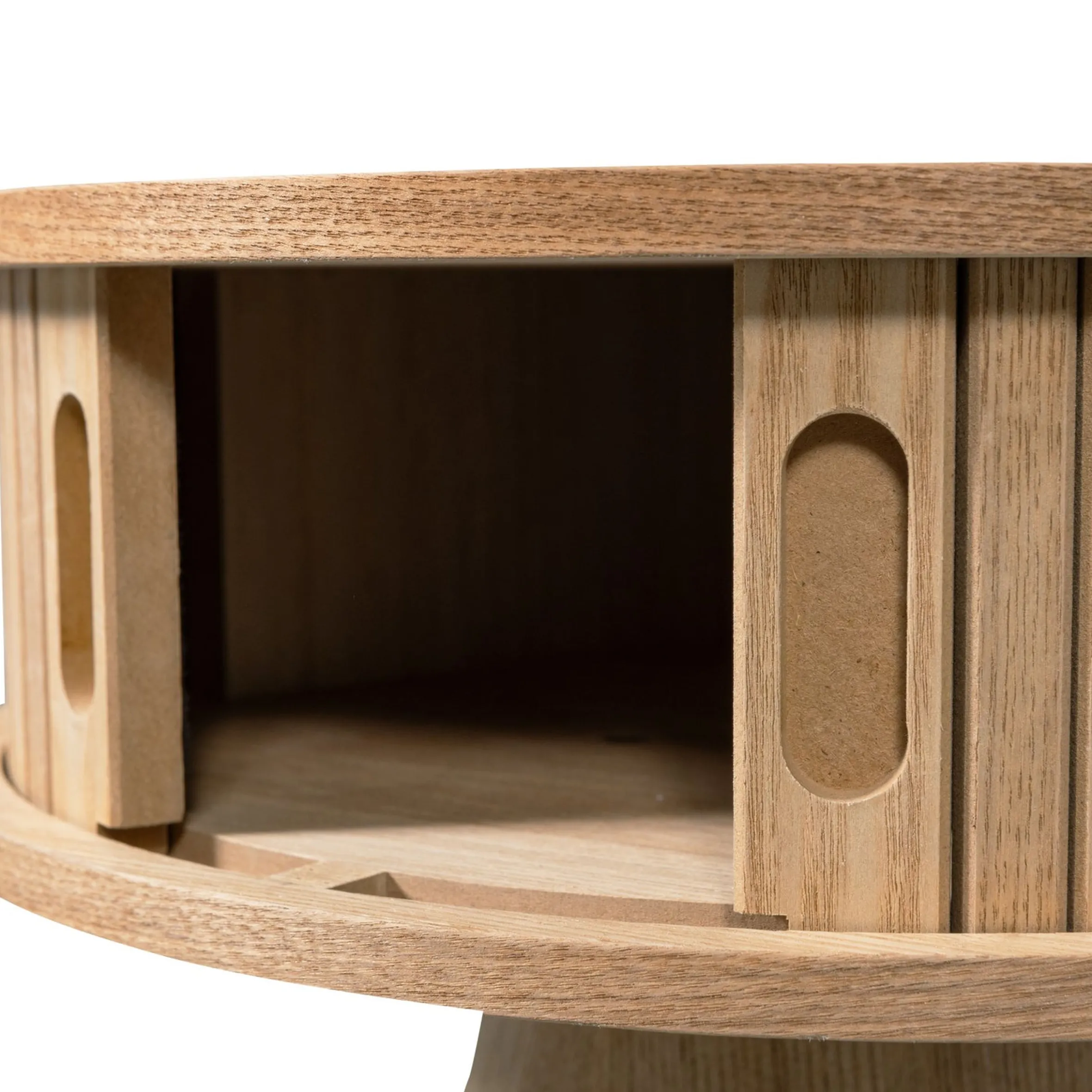 Retro Nachttisch Beistelltisch Karri Pappelholz rund