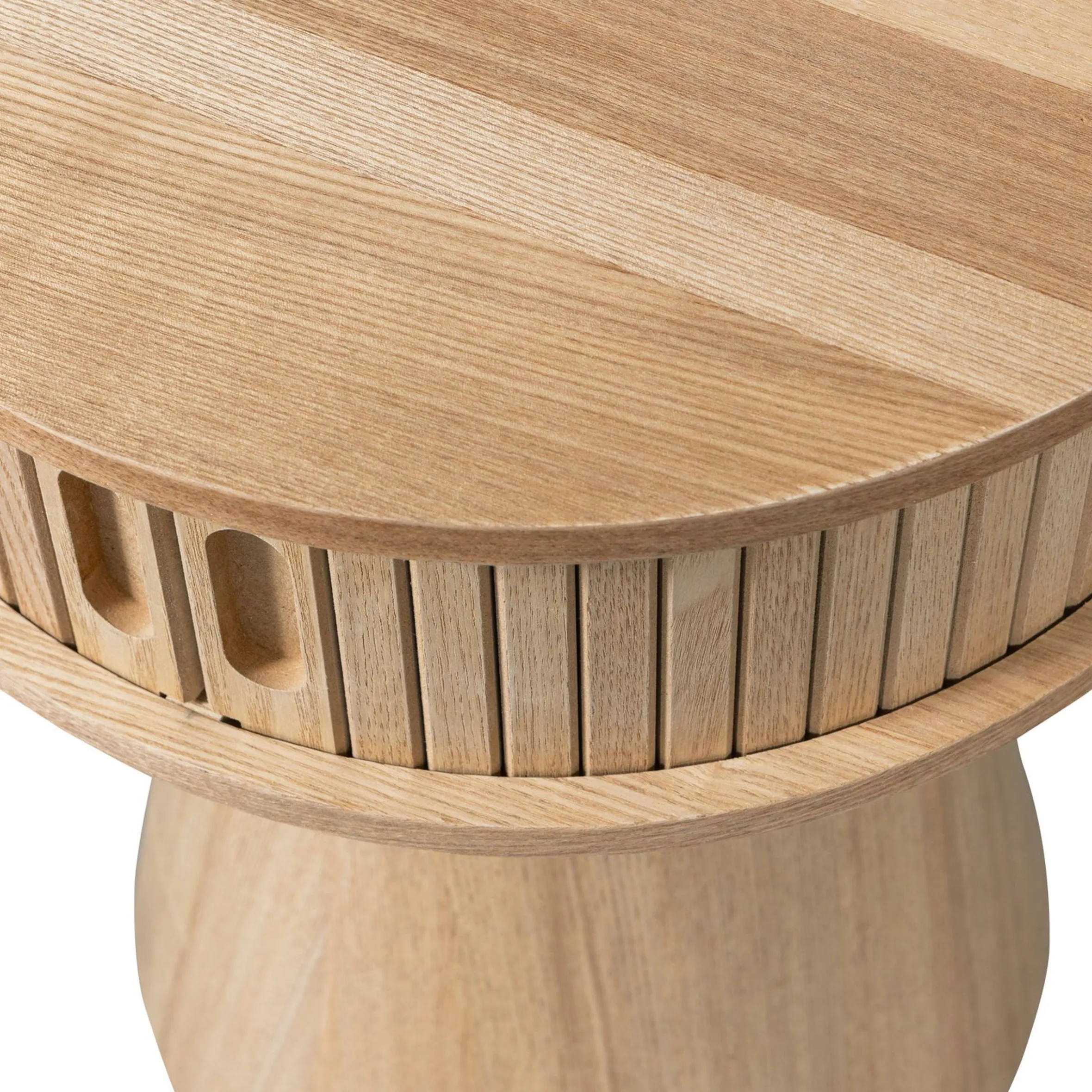 Retro Nachttisch Beistelltisch Karri Pappelholz rund