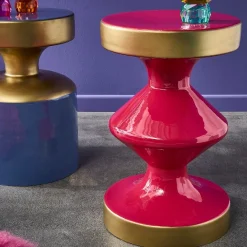 Retro Pop Beistelltisch Glam Metall Rot