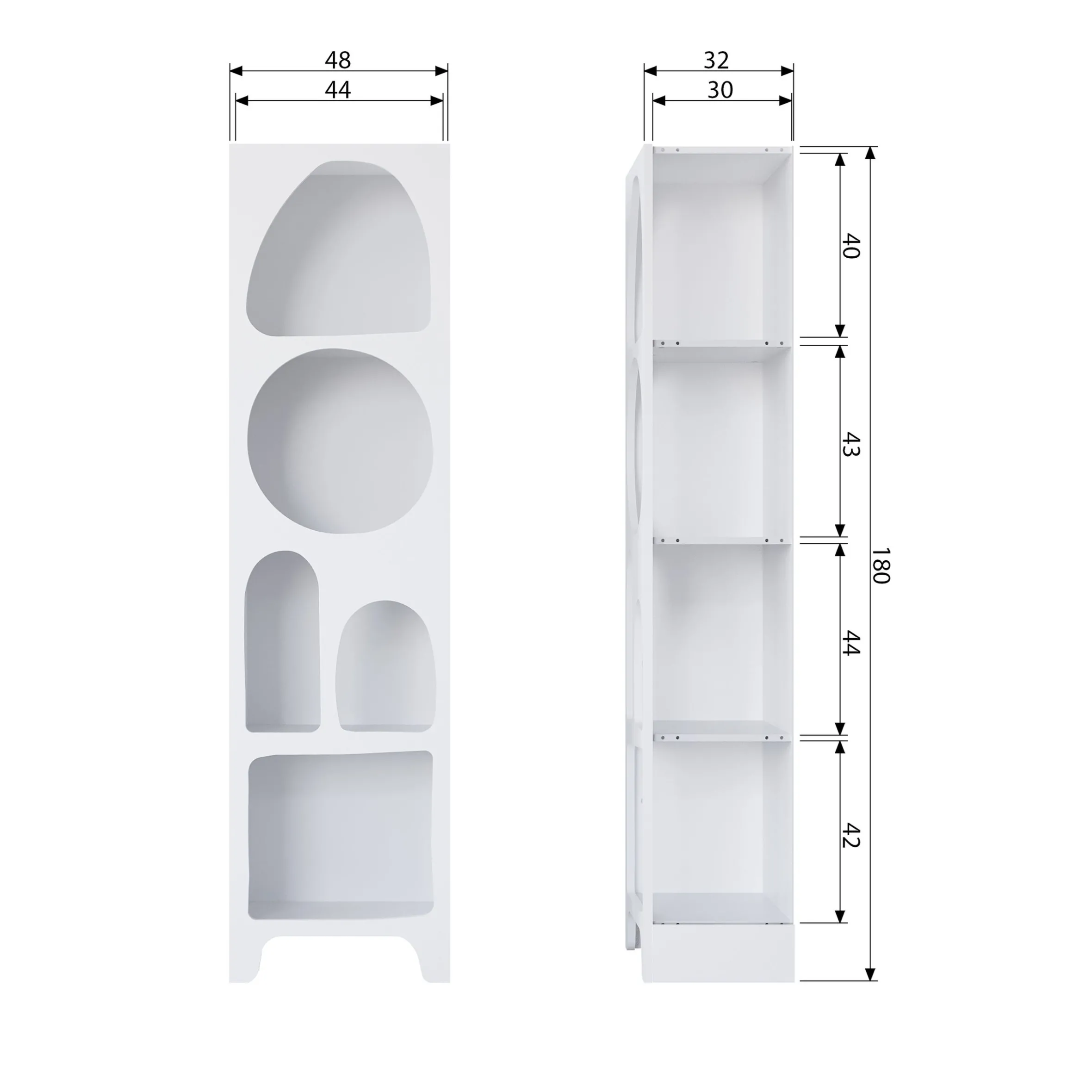 Retro Regal Organic Caz Kabinett Weiß Schmal 50 cm