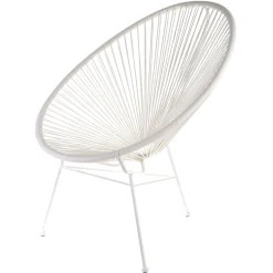 Retro Sessel Acapulcos Bahia Weiß Outdoor Massives Metallgestell