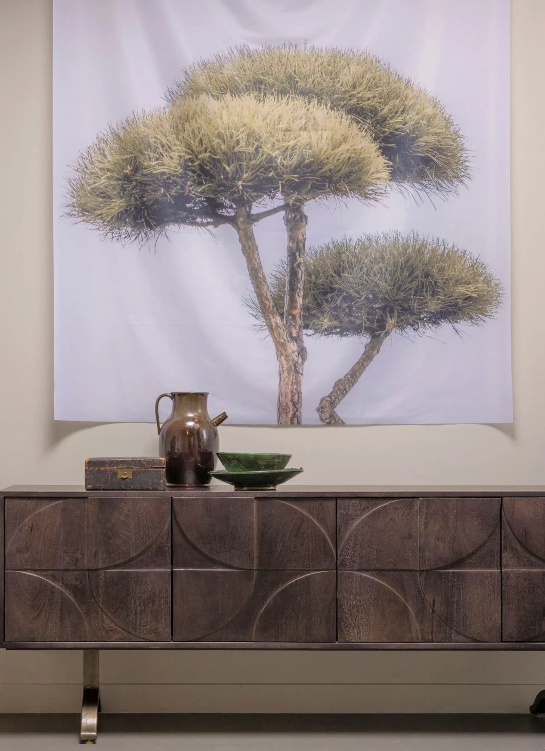 Retro Sideboard TV-Board Draw Mangoholz Walnuss-Finish