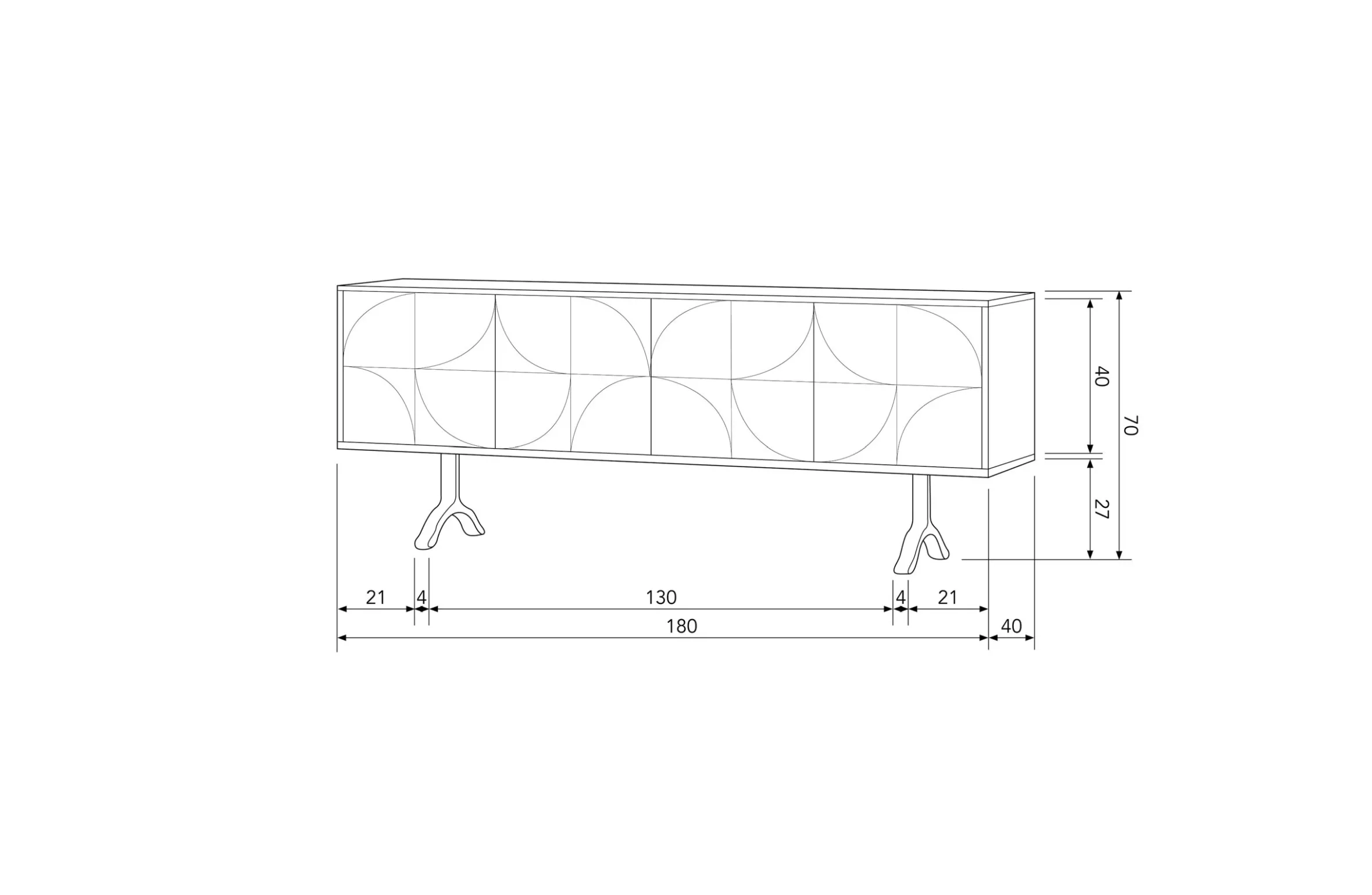 Retro Sideboard TV-Board Draw Mangoholz Walnuss-Finish