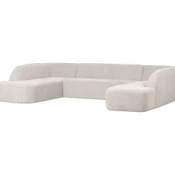 Retro Sofa Couch Sloping U-Form Organic Weiß
