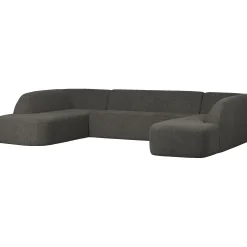 Retro Sofa Couch Sloping U-Form Organic Schwarz