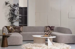 Retro Sofa Couch Sloping U-Form Organic Grau