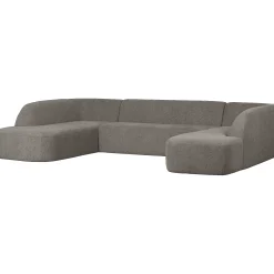 Retro Sofa Couch Sloping U-Form Organic Grau