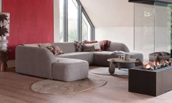 Retro Sofa Couch Sloping U-Form Organic Grau