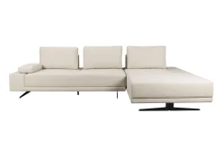 Retro Sofa Ecksofa Shelly Mélange Natur Stoff Metallbeine Rechts