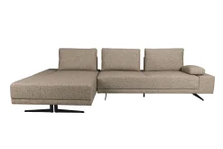 Retro Sofa Ecksofa Shelly Mélange Zimtbraun Stoff Metallbeine Links