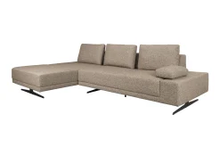 Retro Sofa Ecksofa Shelly Mélange Zimtbraun Stoff Metallbeine Links