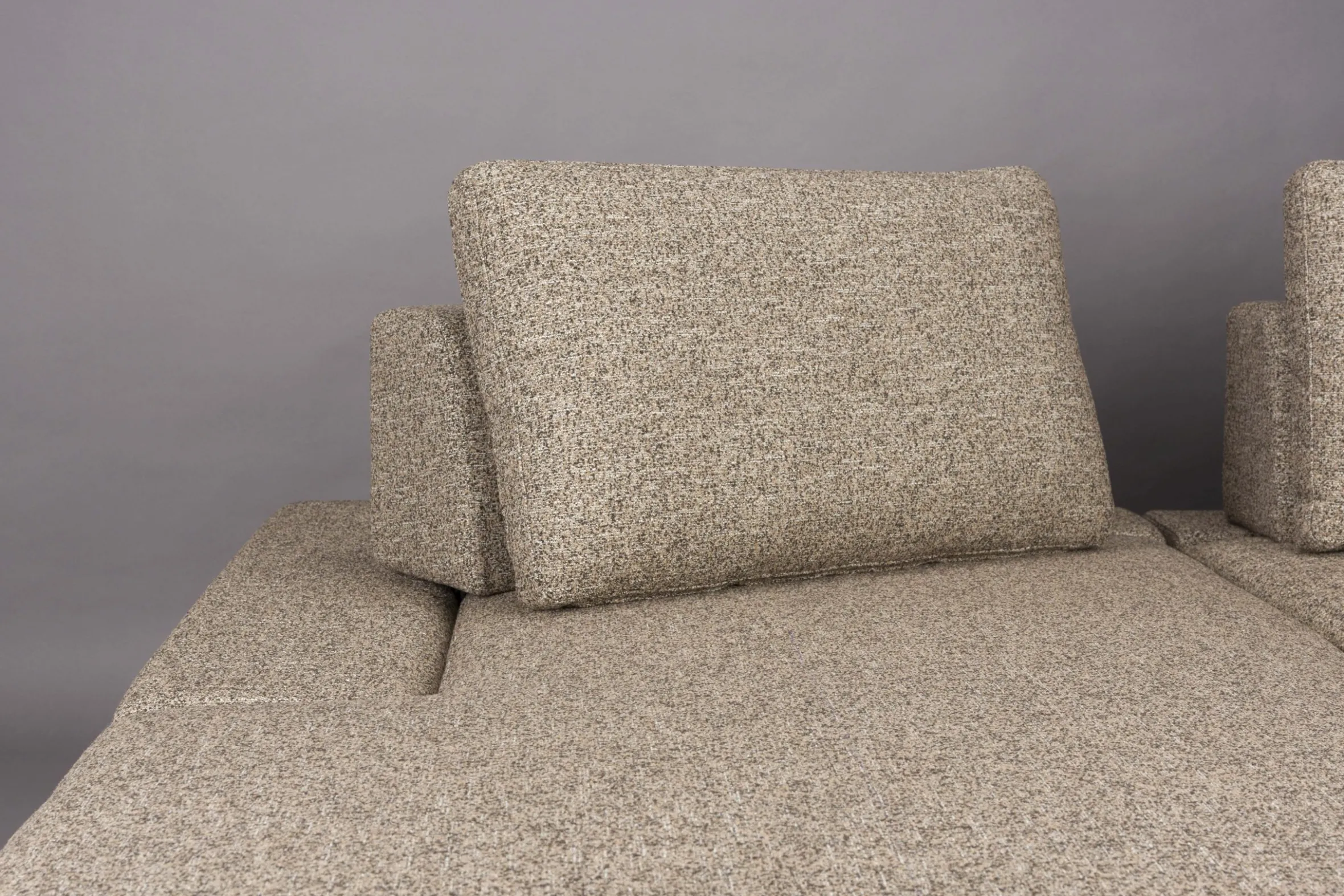 Retro Sofa Ecksofa Shelly Mélange Zimtbraun Stoff Metallbeine Links