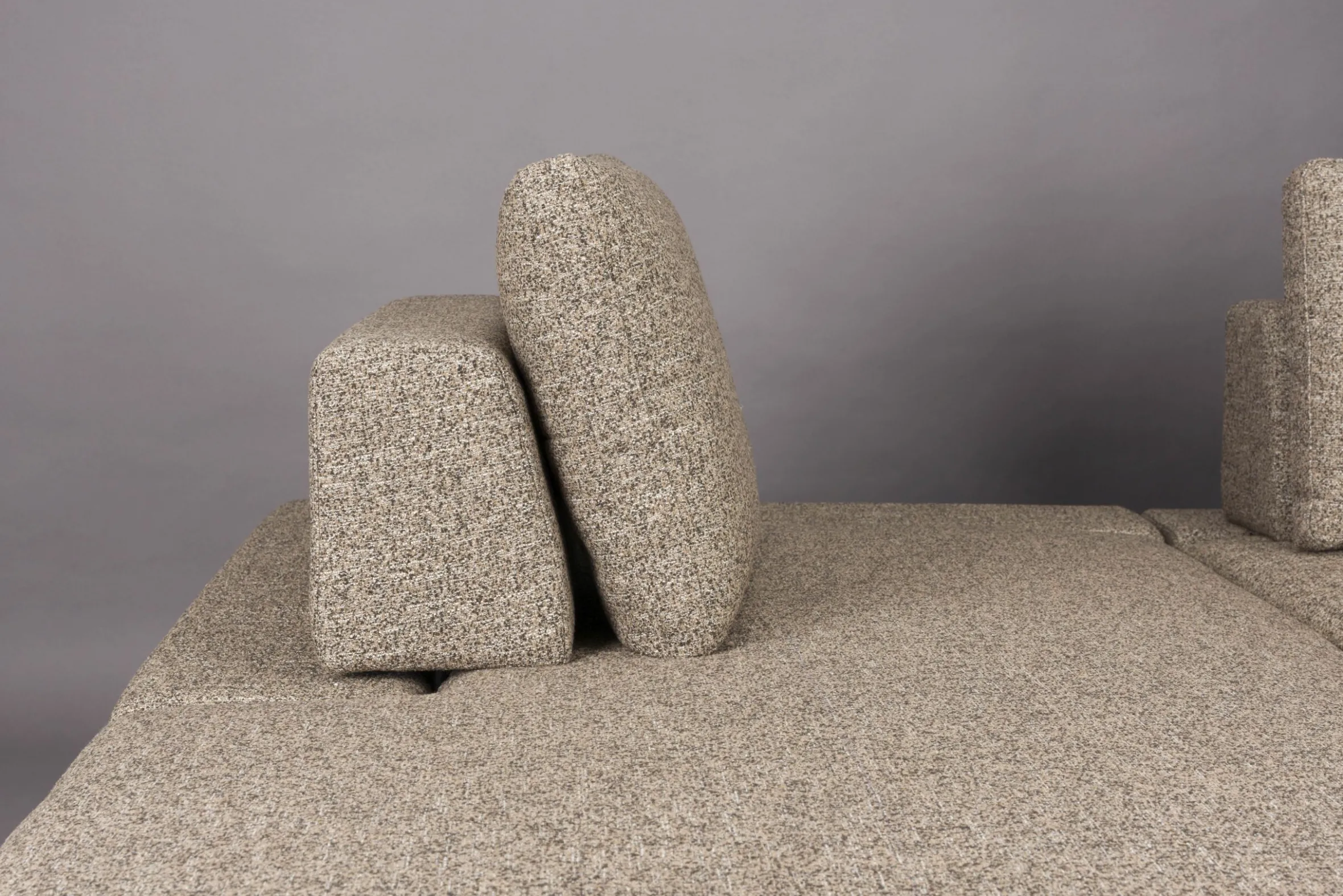 Retro Sofa Ecksofa Shelly Mélange Zimtbraun Stoff Metallbeine Links