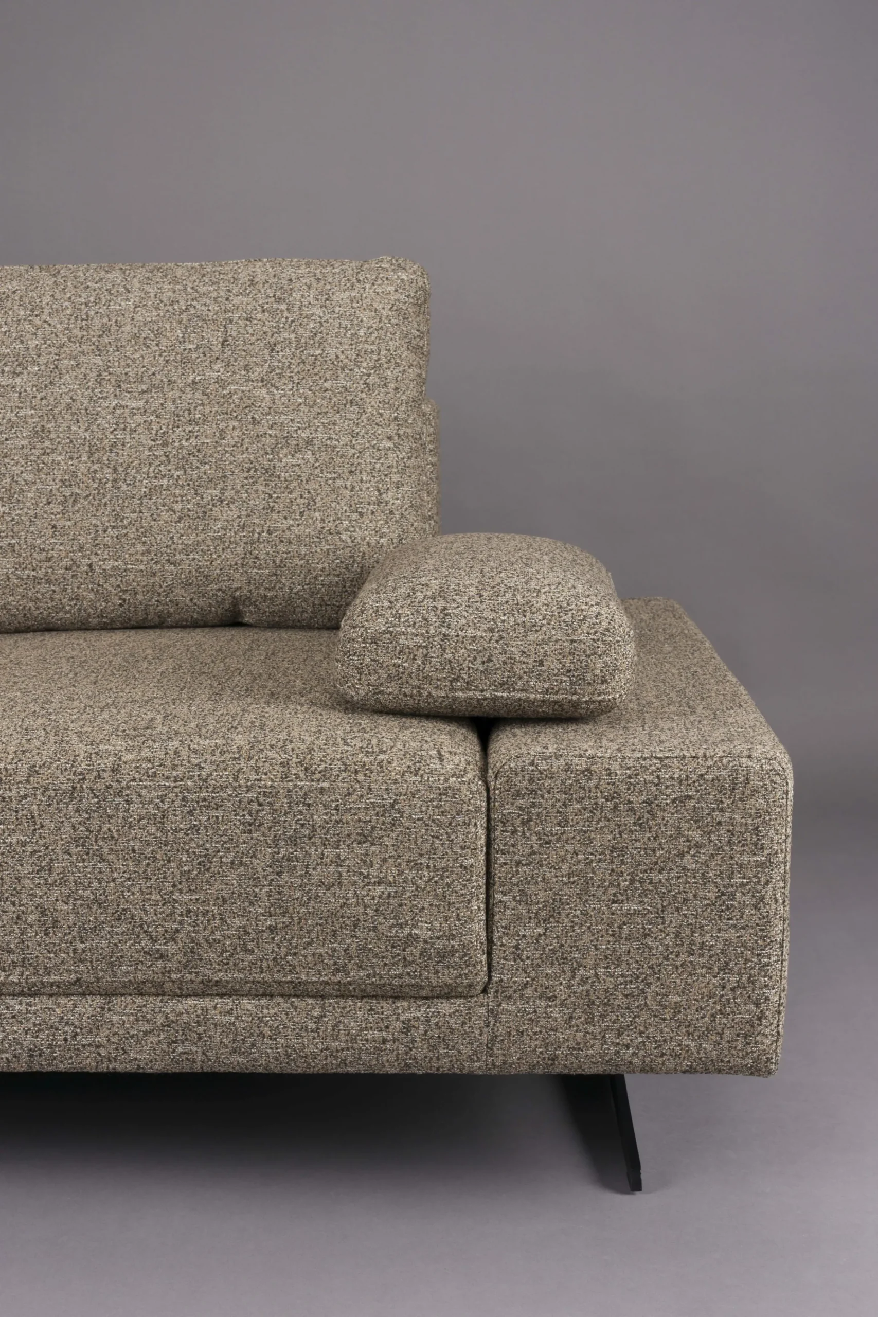 Retro Sofa Ecksofa Shelly Mélange Zimtbraun Stoff Metallbeine Links