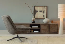 Retro Stehlampe Loft Bouclé Stripes Natur 130 cm