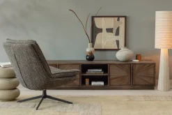 Retro Stehlampe Loft Bouclé Stripes Natur 130 cm