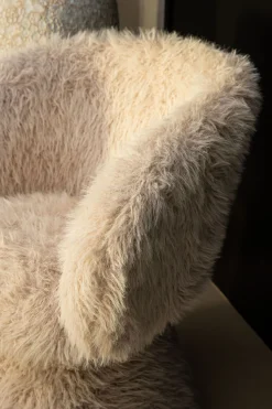 Retro Stuhl Loungechair Hermes Faux-Fur Beige