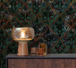 Retro Tischlampe Stehlampe Mushroom Glas Karamellfarben