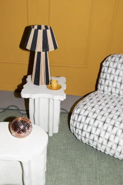 Retro Tischlampe Stripe It Up Schwarz Beige