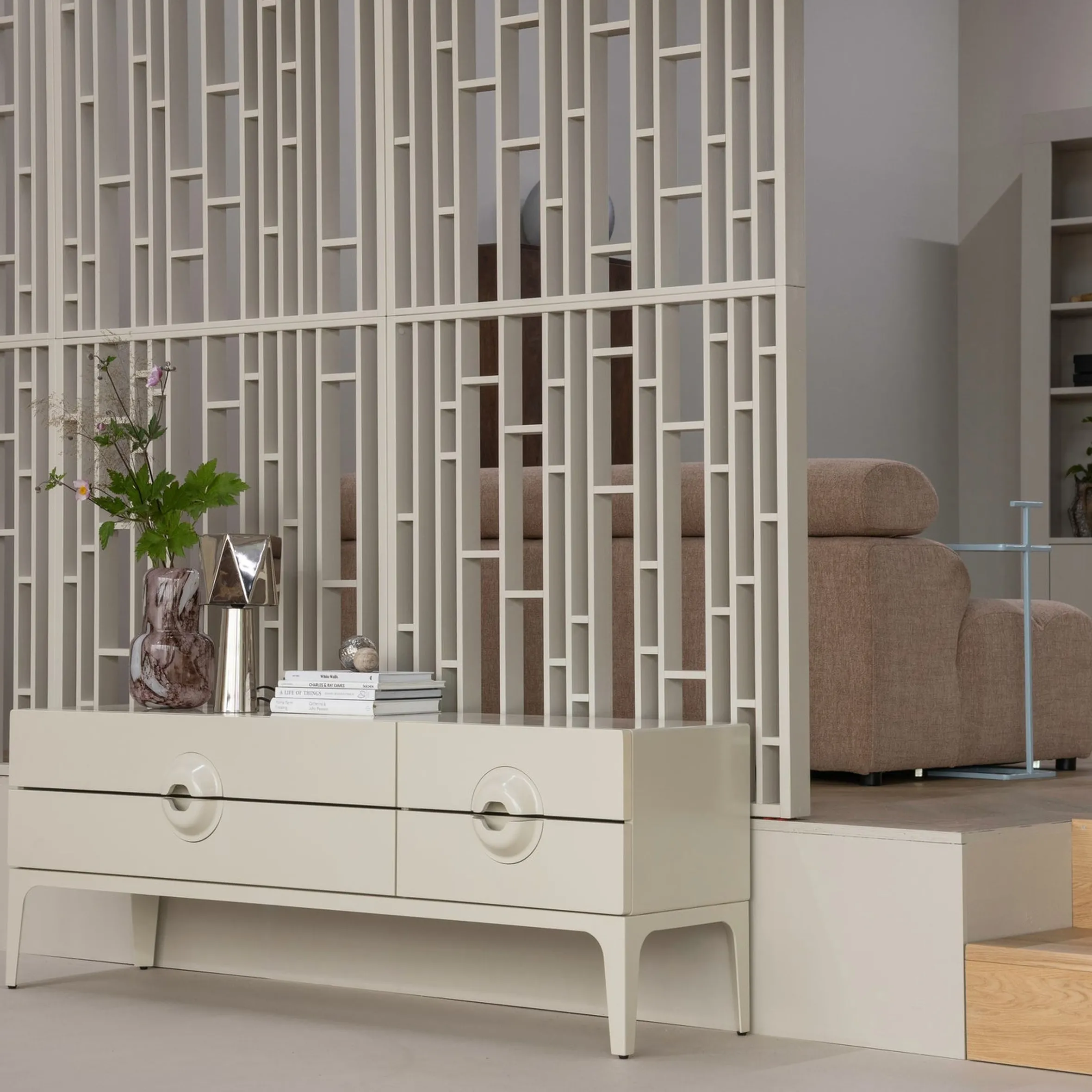 Retro TV-Board Lowboard Merge Beige