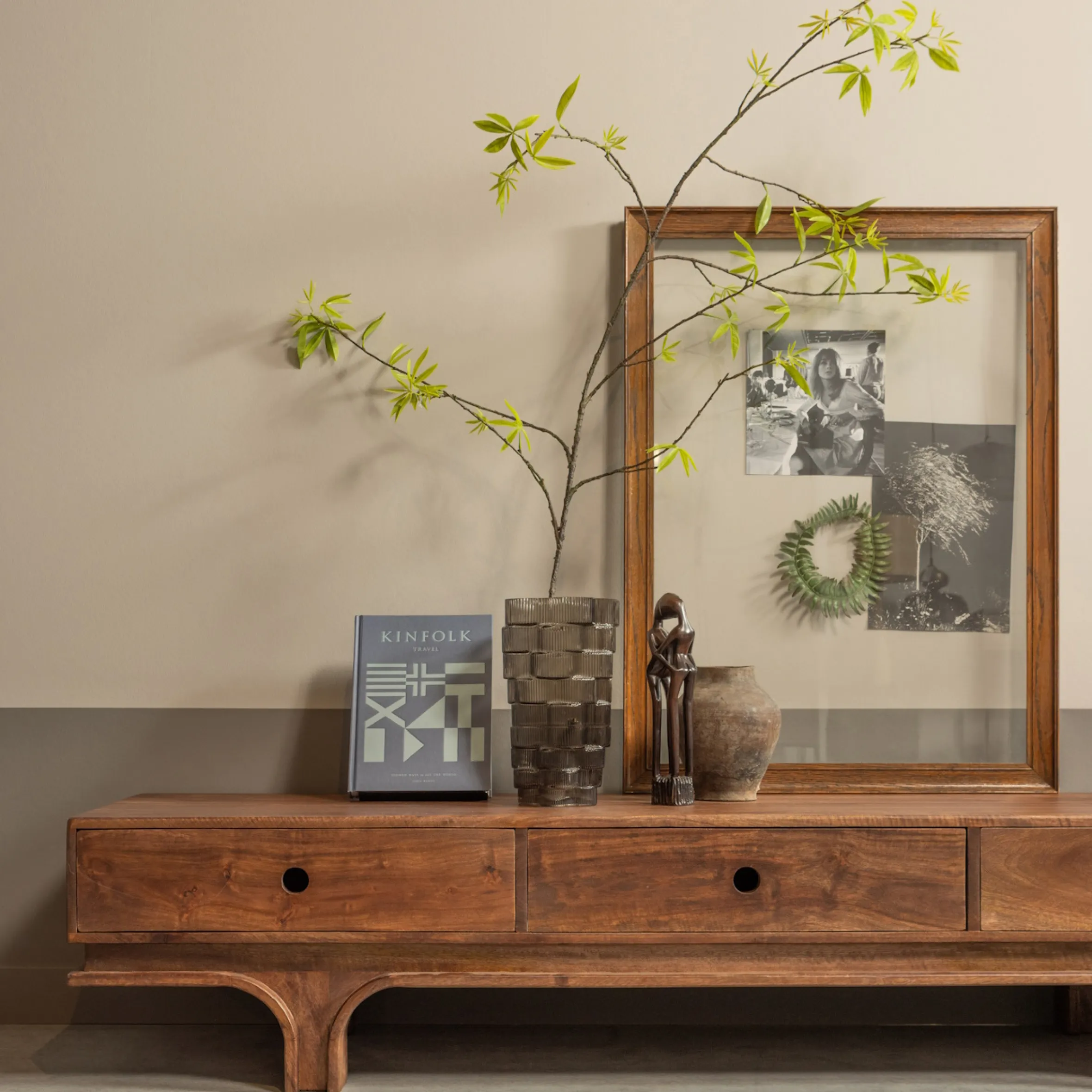 Retro TV-Board Lowboard Staes Mangoholz 3 Schubalden 180